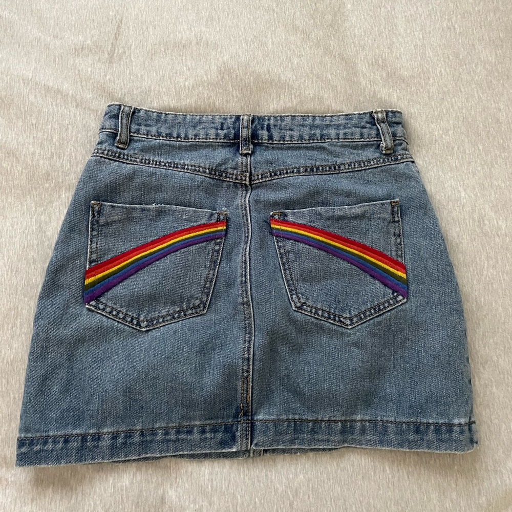 Rainbow jean skirt